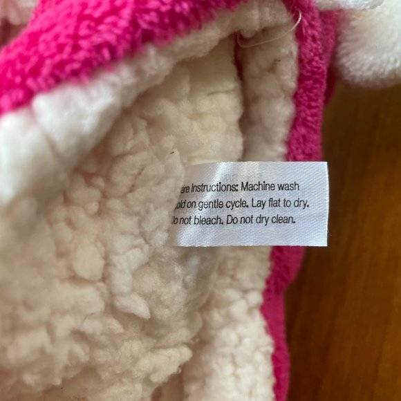 Sz S/M (6-7) Pink with White Tassels Soft Fleece Slipper Socks - Picture 3 of 4